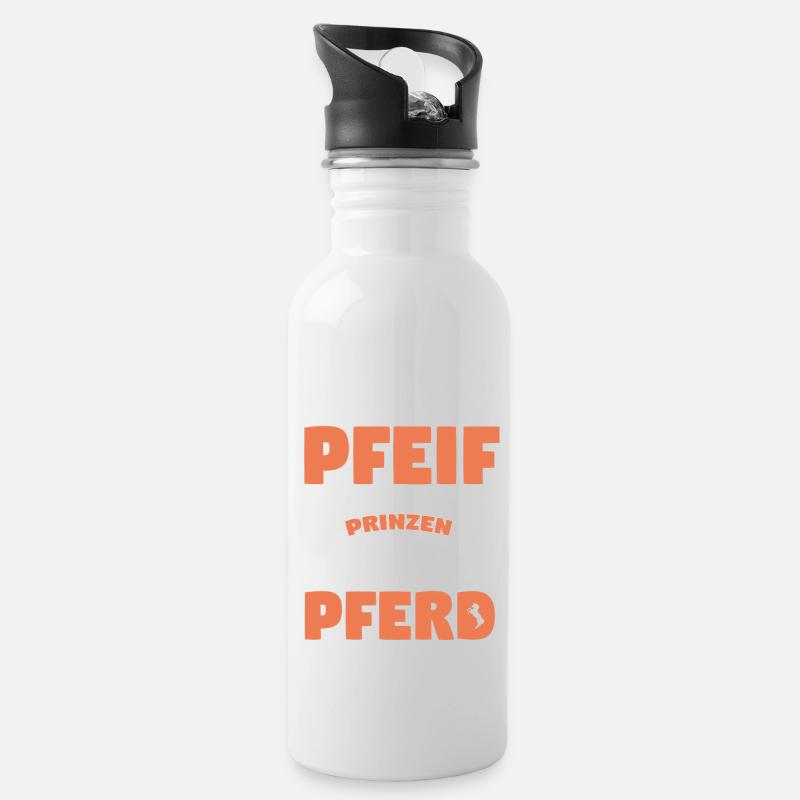 Pferd Pferde - Trinkflasche mit integriertem Trinkhalm - Weiß