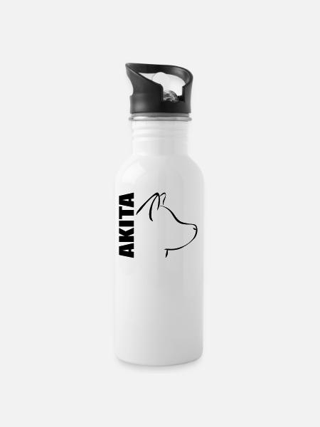 AKITA PROFIL - Trinkflasche mit integriertem Trinkhalm - Weiß
