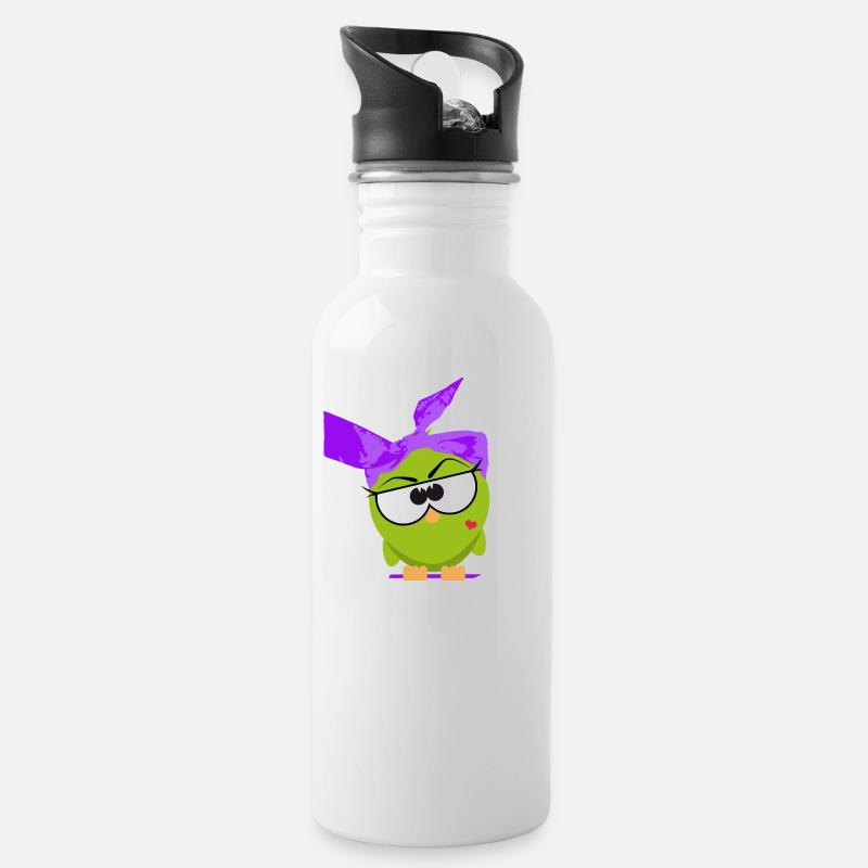 Mrs. Birdie - Trinkflasche mit integriertem Trinkhalm - Weiß