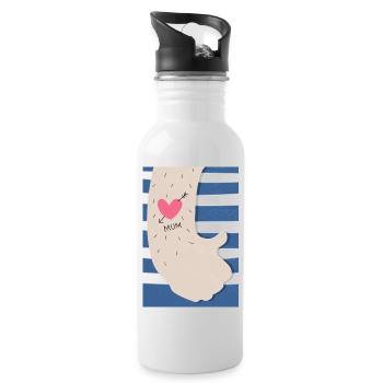 Mum Tattoo - Trinkflasche mit integriertem Trinkhalm - Weiß - Rechts