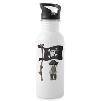 Pirat - Trinkflasche mit integriertem Trinkhalm - Weiß - Rechts