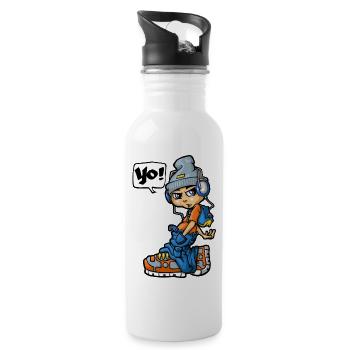 Boy saying Yo - Trinkflasche mit integriertem Trinkhalm - Weiß - Rechts