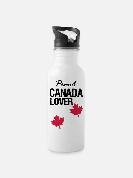 Canada Lover - Water bottle with straw - white