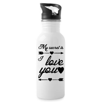 Secret Love Liebe, Sprüche, Geschenk Paar - Trinkflasche mit integriertem Trinkhalm - Weiß - Rechts