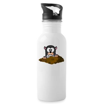 Maulwurf - Trinkflasche mit integriertem Trinkhalm - Weiß - Rechts