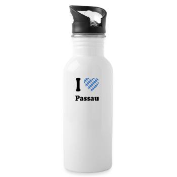 i love bayern bavaria Passau - Trinkflasche mit integriertem Trinkhalm - Weiß - Rechts