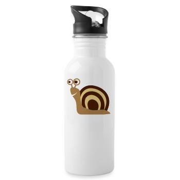 Schnecke Geschenk - Trinkflasche mit integriertem Trinkhalm - Weiß - Rechts