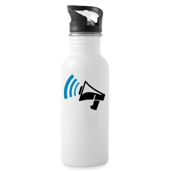 Megaphon Geschenk - Trinkflasche mit integriertem Trinkhalm - Weiß - Rechts
