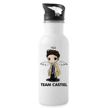 Team Castiel (Licht) - Trinkflasche mit integriertem Trinkhalm - Weiß - Rechts