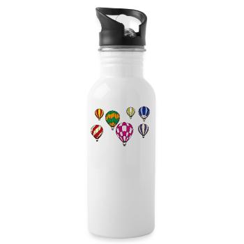 airplane airplane airplane hot air balloon air ba - Water bottle with straw - white - Right