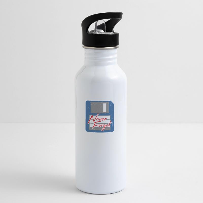 Never Forget Diskette Computer Memory PC Retro Water bottle with straw