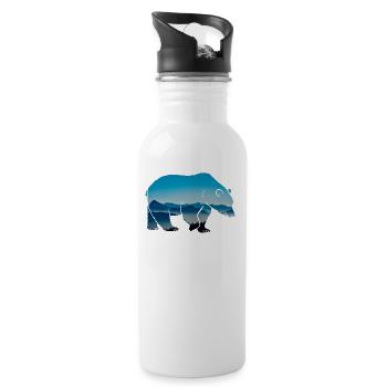 Forest dwellers Forester bear forest nature animal wilderness - Water bottle with straw - white - Right