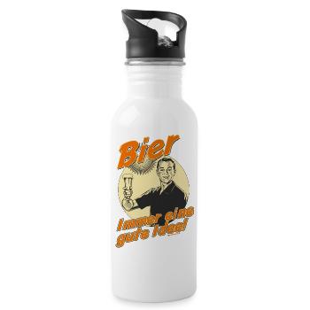 AD Bier gute Idee - Geburtstags Geschenk - - Trinkflasche mit integriertem Trinkhalm - Weiß - Rechts