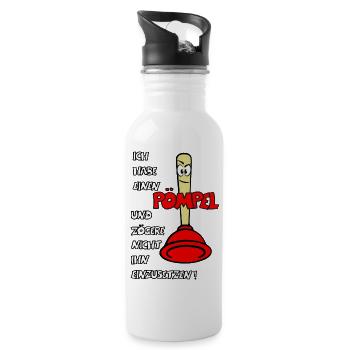 Pömpel - Trinkflasche mit integriertem Trinkhalm - Weiß - Rechts
