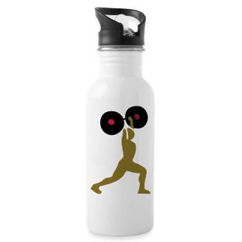 weight lifting - Water bottle with straw - white - Right