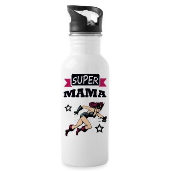 Super Mama - Trinkflasche mit integriertem Trinkhalm - Weiß - Rechts