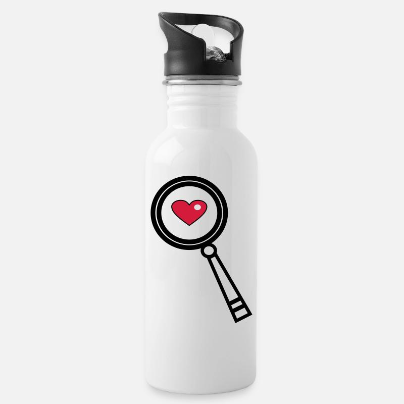 Finde mein Herz - Trinkflasche mit integriertem Trinkhalm - Weiß