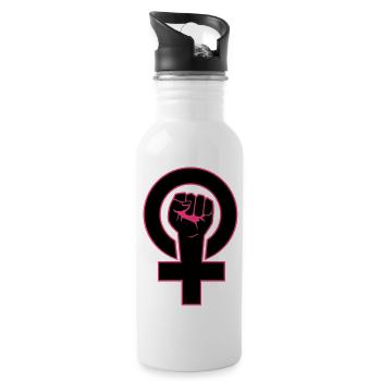 feministin - Trinkflasche mit integriertem Trinkhalm - Weiß - Rechts