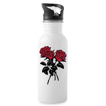 roses - Water bottle with straw - white - Right