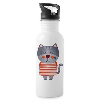 Sucre chat doux - Gourde avec paille intégrée - blanc - Droite