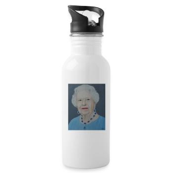 Reine d'Angleterre Elisabeth - Idée cadeau - Gourde avec paille intégrée - blanc - Droite