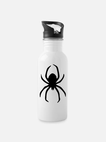 spinne - Trinkflasche mit integriertem Trinkhalm - Weiß