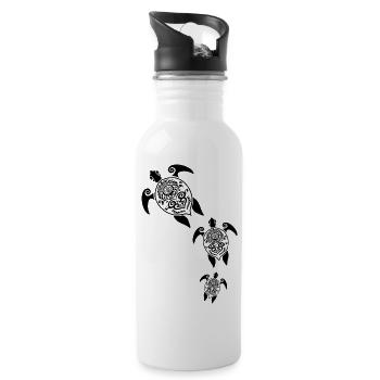 Maori Turtles Group Tattoo Gift Idea - Water bottle with straw - white - Right