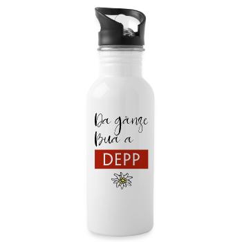 Da ganze Bua a Depp - Trinkflasche mit integriertem Trinkhalm - Weiß - Rechts