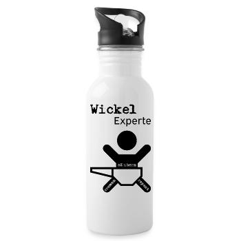 Wickel Experte - Baby - Geburt - Eltern - Trinkflasche mit integriertem Trinkhalm - Weiß - Rechts