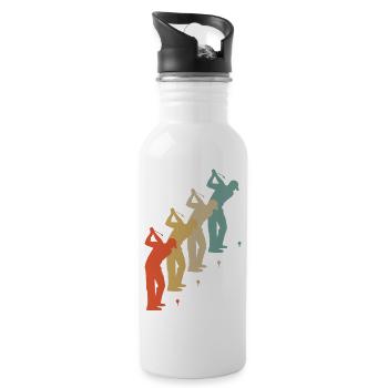 Retro Vintage Style Golf Golfer Golfspieler - Trinkflasche mit integriertem Trinkhalm - Weiß - Rechts