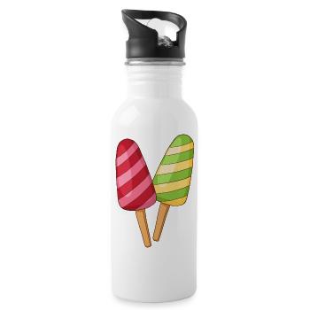 Crème glacée, crème glacée, crème glacée, crème glacée, boule, crème glacée, sundae - Gourde avec paille intégrée - blanc - Droite
