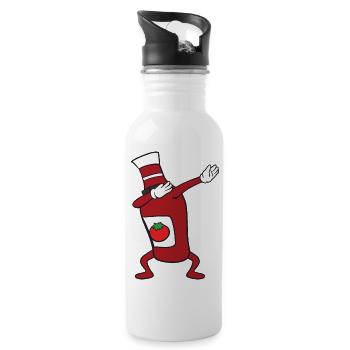Dabbing Dab Ketchup Bottle - Water bottle with straw - white - Right