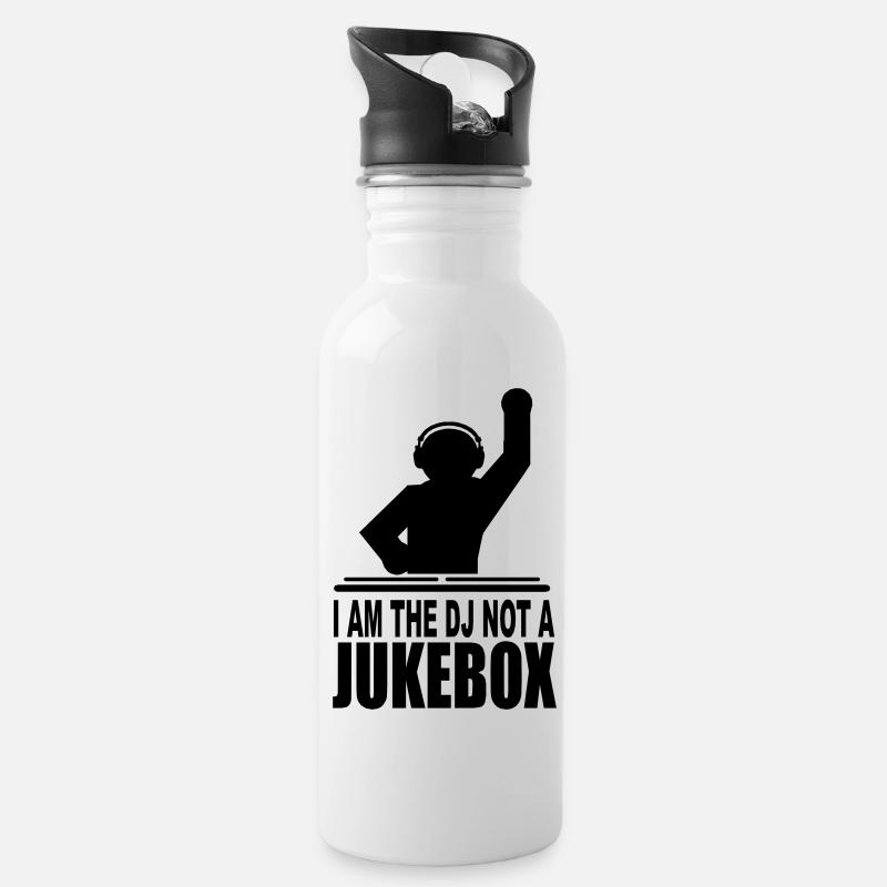 i am the dj not a jukebox - Trinkflasche mit integriertem Trinkhalm - Weiß