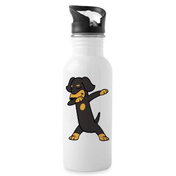 Dabbing Dab Dachshund Teckel Dackel Hund Tanzen - Trinkflasche mit integriertem Trinkhalm - Weiß - Rechts