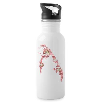 TamilEelam Text Design rot - Trinkflasche mit integriertem Trinkhalm - Weiß - Rechts