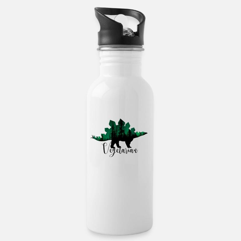 Dinosaurier Dino Vegetarierin Vegetarier Geschenk - Trinkflasche mit integriertem Trinkhalm - Weiß