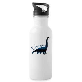 Dinosaur dino vegetarian vegetarian gift - Water bottle with straw - white - Right