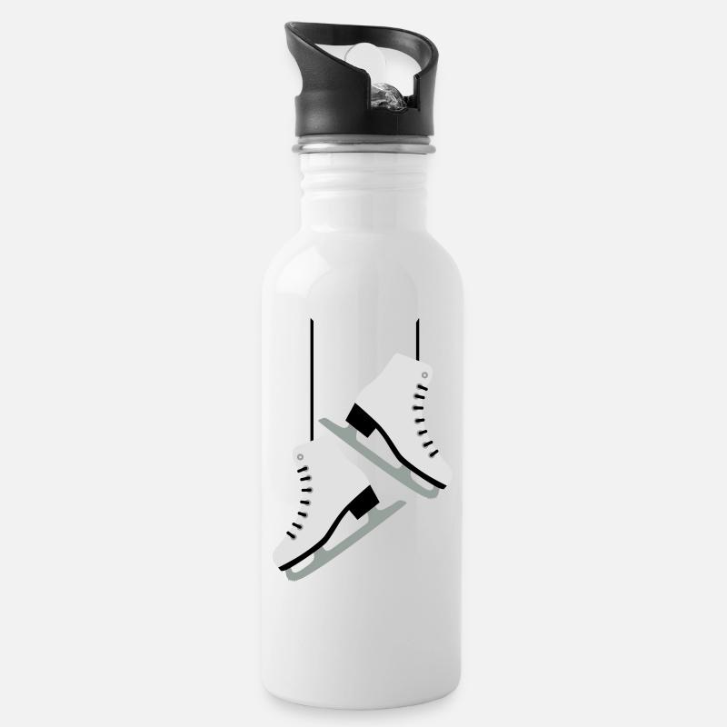 Skating Frau - Trinkflasche mit integriertem Trinkhalm - Weiß
