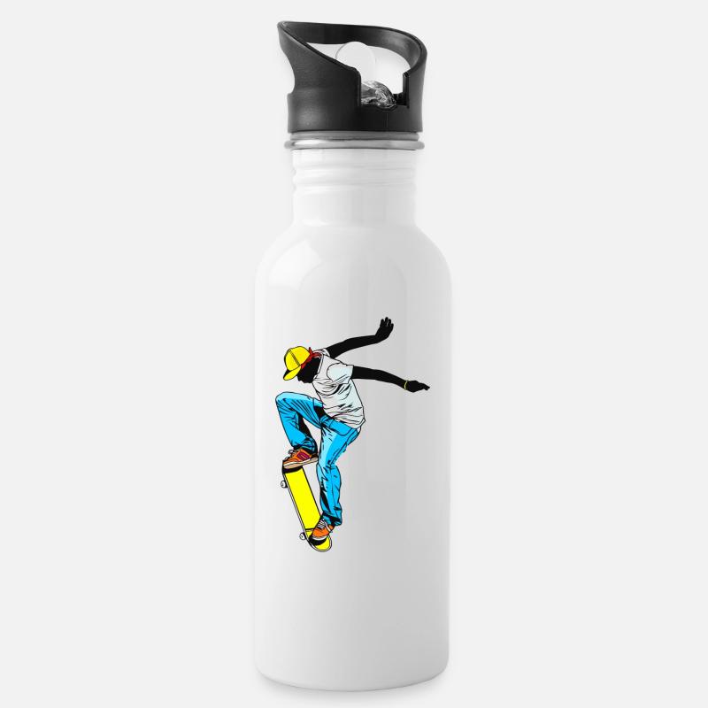 Skateboard skaters - Water bottle with straw - white