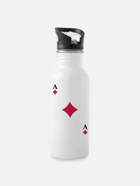 Ace of Diamonds - Water bottle with straw - white