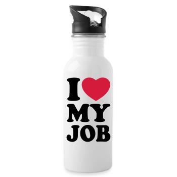 I love my job - J'aime mon travail - Gourde avec paille intégrée - blanc - Droite