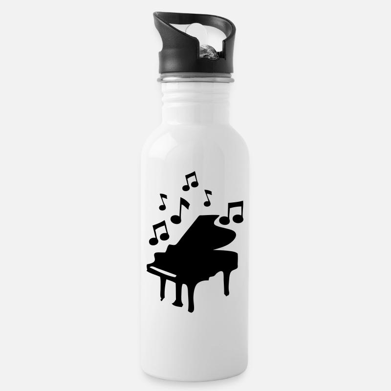 Piano-Bar Piano klavier klaver - Trinkflasche mit integriertem Trinkhalm - Weiß