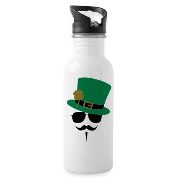 Go Green Moustache - Gourde avec paille intégrée - blanc - Droite