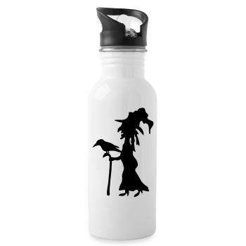 Abstract Witches Silhouette - Water bottle with straw - white - Right