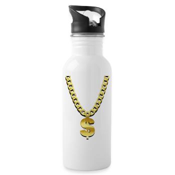 goldene Halskette - Trinkflasche mit integriertem Trinkhalm - Weiß - Rechts