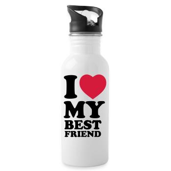 I love my bestfriend - Trinkflasche mit integriertem Trinkhalm - Weiß - Rechts