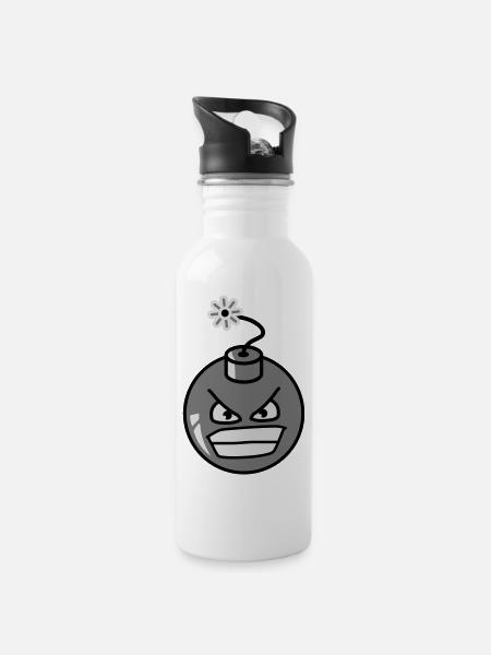 Bomb - Trinkflasche mit integriertem Trinkhalm - Weiß