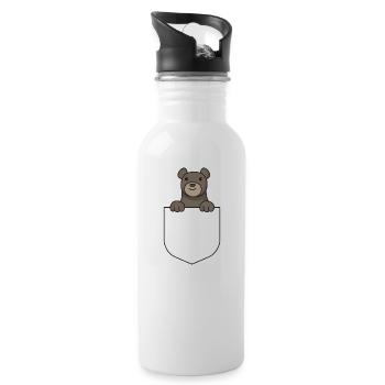 Sac de chemise ours poitrine poche cadeau ours poitrine - Gourde avec paille intégrée - blanc - Droite