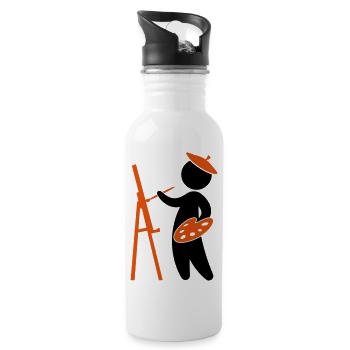 A painter working on his masterpiece - Water bottle with straw - white - Right