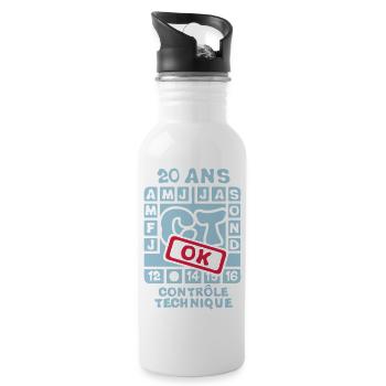 20 years anniversary technical control o - Water bottle with straw - white - Right